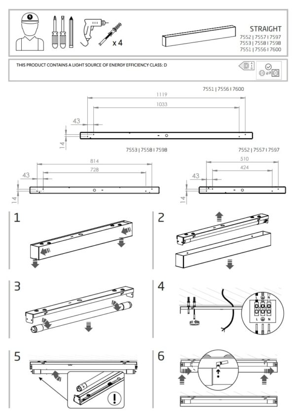 Nowodvorski Plafonjera STRAIGHT LED BLACK CEILING 120