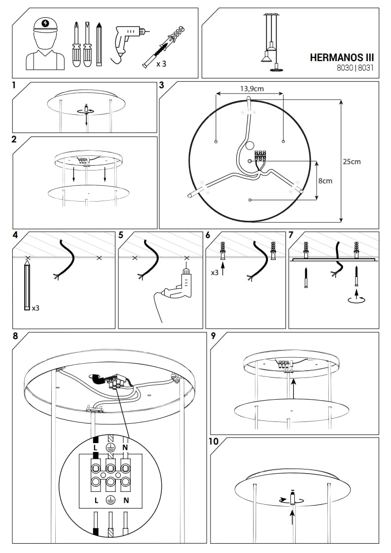 Nowodvorski HERMANOS III WHITE/SOLID BRASS Nowodvorski HERMANOS III WHITE/SOLID BRASS