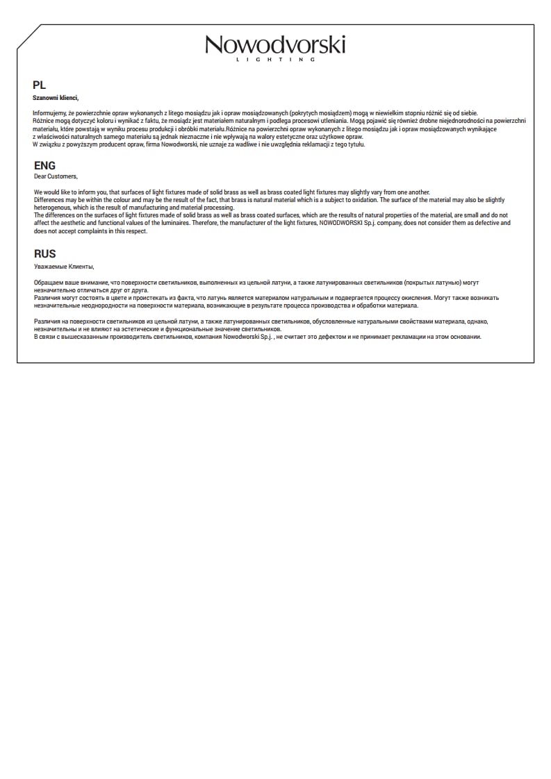 Nowodvorski HERMANOS III WHITE/SOLID BRASS Nowodvorski HERMANOS III WHITE/SOLID BRASS