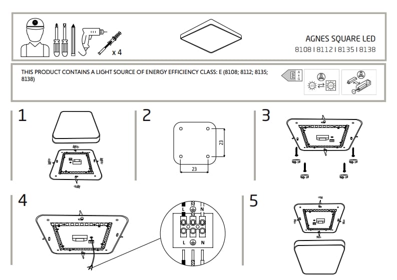 Nowodvorski Plafonjera AGNES SQUARE LED WHITE 16W 4000K IP44 Nowodvorski Plafonjera AGNES SQUARE LED WHITE 16W 4000K IP44