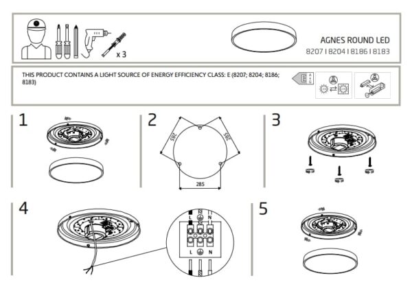 Nowodvorski Plafonjera AGNES ROUND LED BLACK 22W 4000K IP44