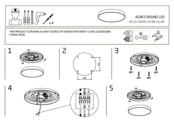 Nowodvorski Plafonjera AGNES ROUND LED BLACK 64W 4000K IP44