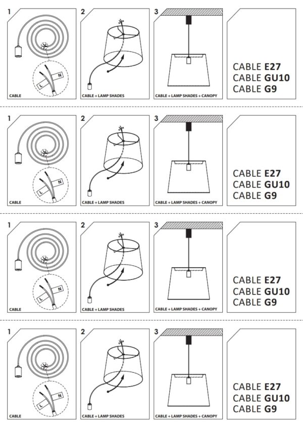 Nowodvorski CAMELEON CABLE E27 BL/BS