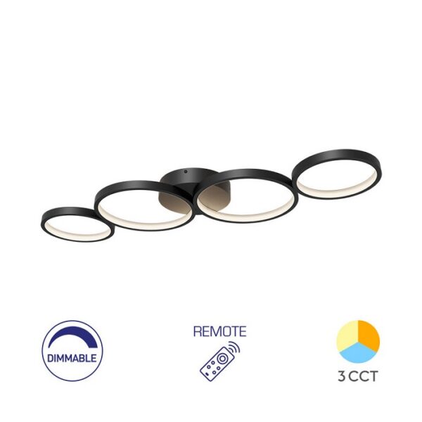 Led plafonjera NELA BH17-04091 crna 60W sa daljinskim upravljačem